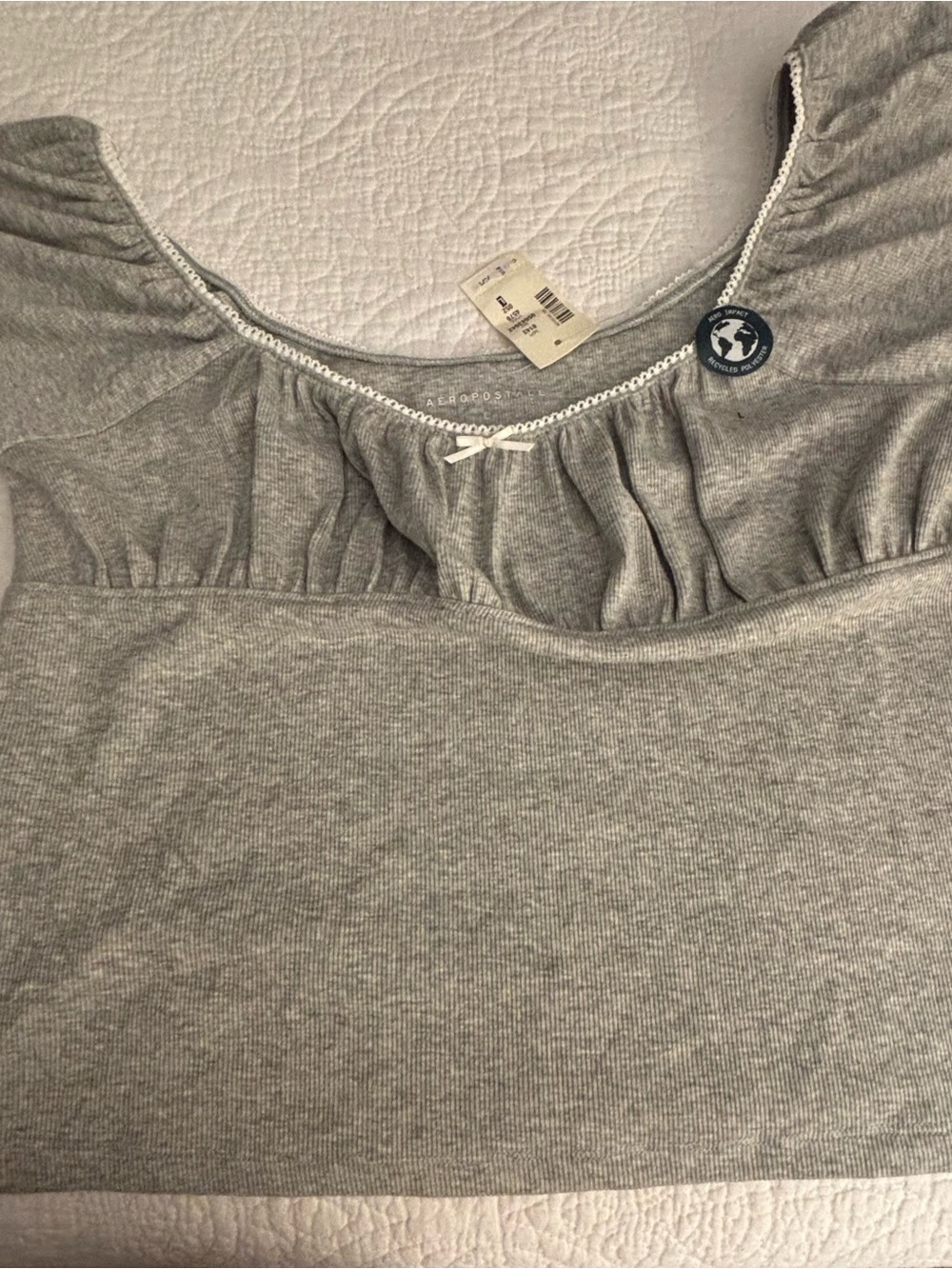 Aeropostale Light Grey Ribbed Scoop Neck Camisole